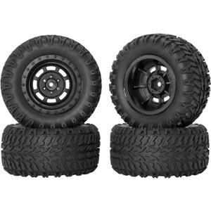 RC Station 12mm Hex RC Wheels and Tires for 1/14 Hyper Go H14BM Tires and Wheels for 1/10 Scale Traxxas RC Short Course Truck Riaario Amoril Mini RC Truck Tires Wheels PreGlued 4PCS