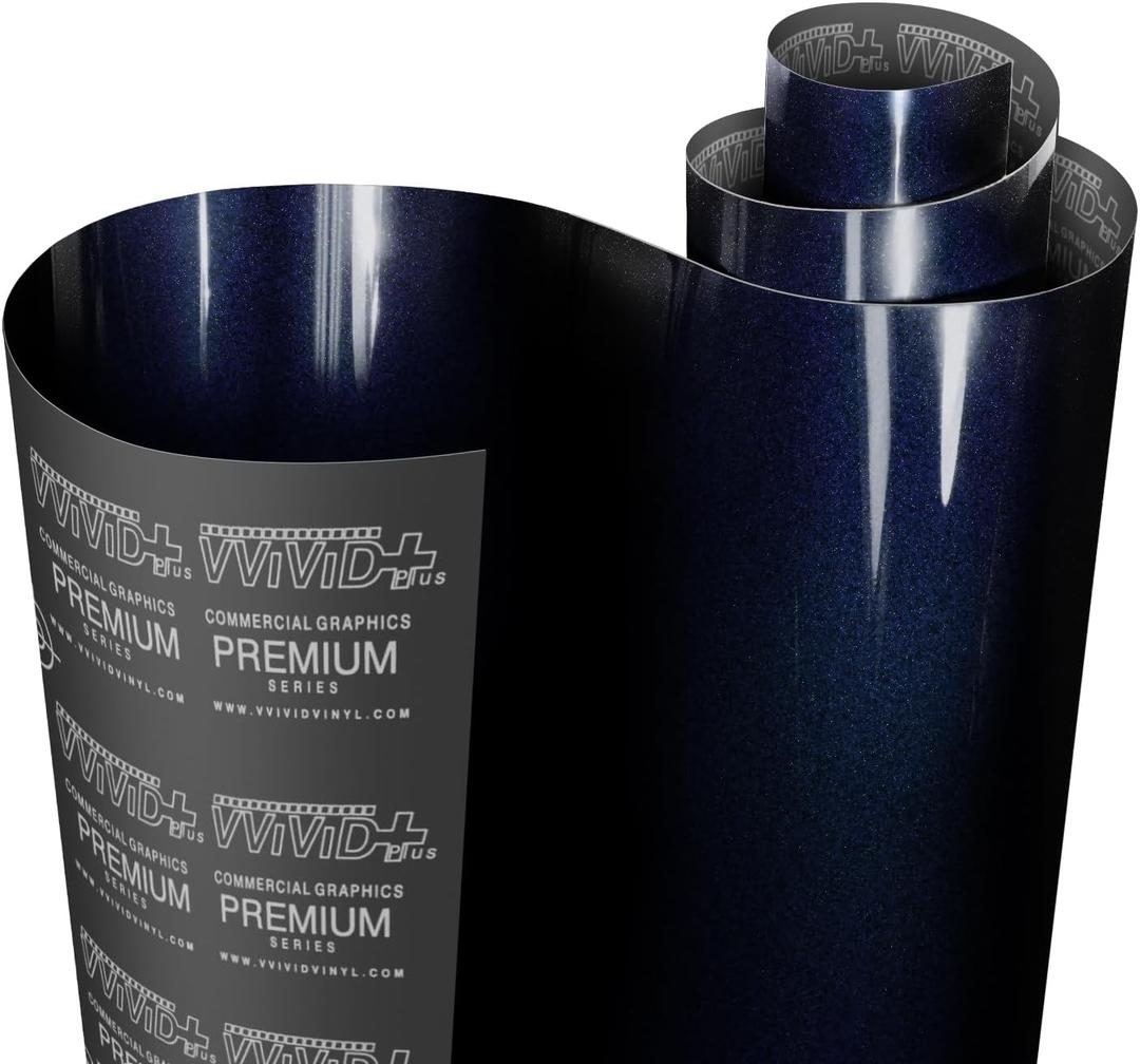 VViViD+ Ultra Gloss Cosmic Blue Vinyl Wrap Premium Paint Replacement Film Roll with Nano Air Release Technology, Stretchable Protective Cap Liner, Self Adhesive (3ft x 5ft)
