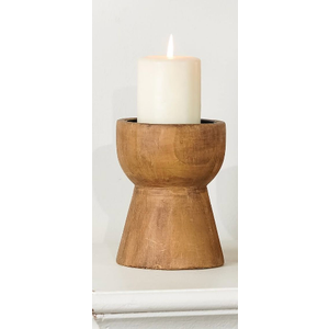 NIKKY HOME Farmhouse Wooden Candle Holders, Rustic Solid Wood Pillar Candlesticks Pedestal, Fireplace Mantle Table Centerpiece Decor, Brown