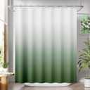 AmazerBath Fabric Shower Curtain Set, Ombre Grass Green Curtain with 12 Curtain Hooks, Rustic Cloth Green and White, Cute Washable Bathroom Shower Curtain, 72x72 Inches