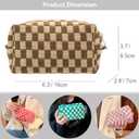 Pazimiik Checkered Makeup Bag for Purse Portable Zipper Make Up Pouch Small Cosmetic Case for Travel Accessories (6PCS Coffee)