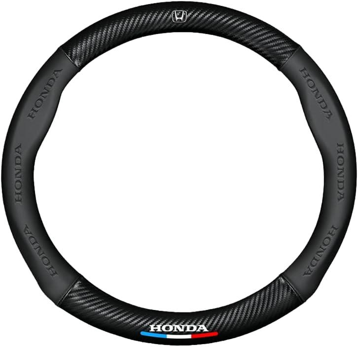 Steering Wheel Cover For Honda CRV Accessories, Black Carbon Fiber+Leather