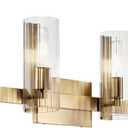 KICHLER Jemsa 32" Vanity Light, 4-Light Modern Bathroom Light Fixture with Clear Fluted Glass in Champagne Bronze, for Bathroom or Powder Room, (9.75" H x 32" W), 55169CPZ