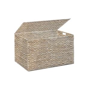 MOORLITER Water Hyacinth Storage Basket with Lid, 27.7 Gallon (105L), White