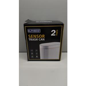 ELPHECO Automatic Motion Sensor Trash Can - 2 Gallon Slimline for Bathroom, Bedroom, Kitchen, Office - White with Gold Trim