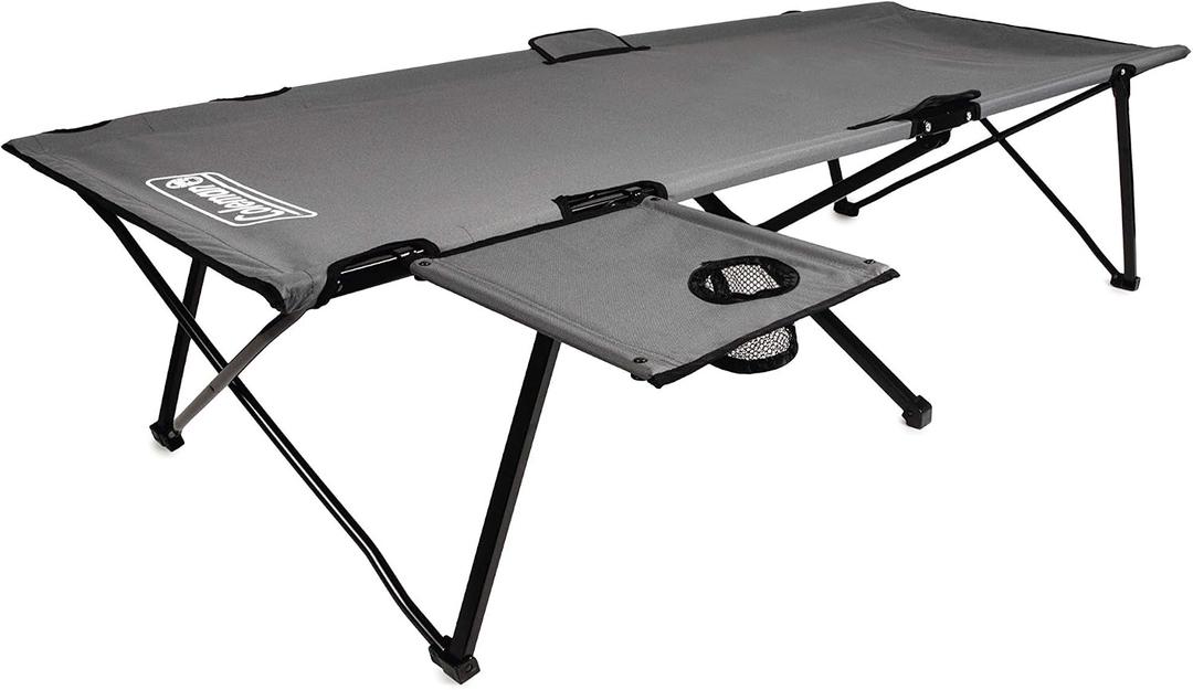 Coleman Pack-Away Big n Tall Camping Cot with Removable Side Table, Extra Wide Cot Fits Adults up to 6ft 6in or 300lbs, Carry Bag Included, 80 x 44 x 17 inches