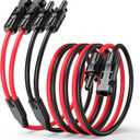 Y-Branch Solar Connectors 21FT 10AWG Extension Cable, Solar Cable Parallel Adaptor Solar Panel Wire in Pair with Female and Male Connectors for Solar Panel (1*M/FF+1*F/MM)