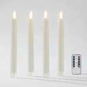 Simplelight White Flameless Taper Candles with Remote - Battery Operated Candles, LED Candlesticks, LED Taper Candle Battery Operated H:9.5 Inch (White)