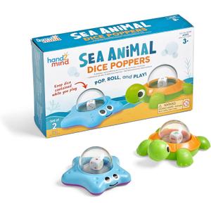 hand2mind Sea Animals Dice Poppers, Math Dice Popper, Game Replacement Dice Roller, Dice Games for Kids, Board Game Accessories, Family Game Night, Kids Travel Activity, Fun Classroom Games (Set of 2)