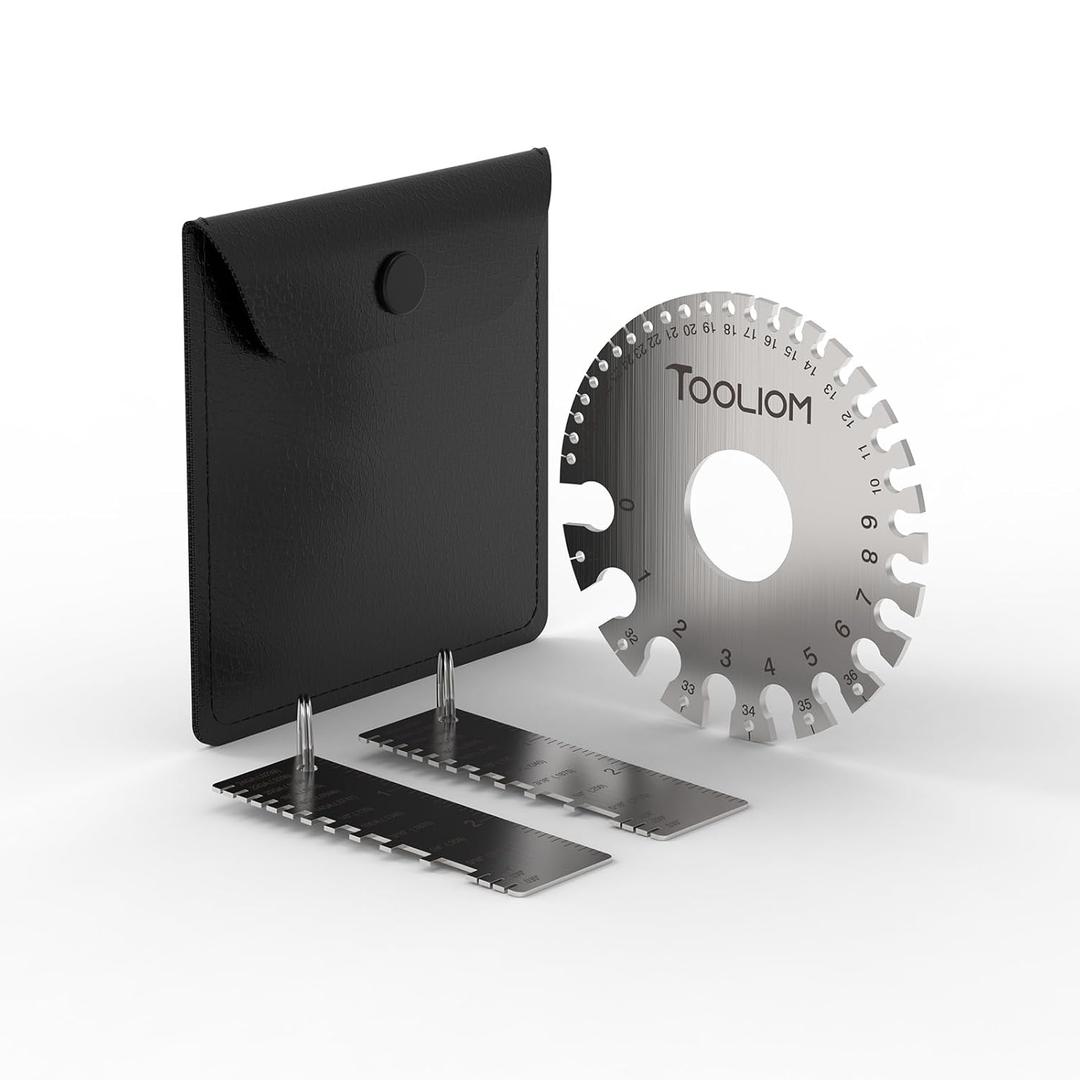 TOOLIOM Stainless Steel Welding Gauge Set - Wire Gauge Measuring Tool, Round Dual Sided Metal Sheets Guage & 2 PCS Mater Thickness Gauge Tool