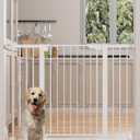 Cumbor 36" Extra Tall 29.7-51.5" Baby Gate for Stairs, Easy Walk Through Dog Gates for Doorways Extra Wide, Pressure Mounted Tall Pet Gate Indoor, Safety Auto-Close Child Gate for Kids, White