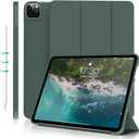 Kenke for iPad Pro 11 Inch Case 4th/3rd/2nd/1st Generation 2022/2021/2020/2018 2nd Pencil Magnetic Attachment Without Pencil Holder Soft Slim TPU Cover Auto Wake/Sleep (Dark Green)
