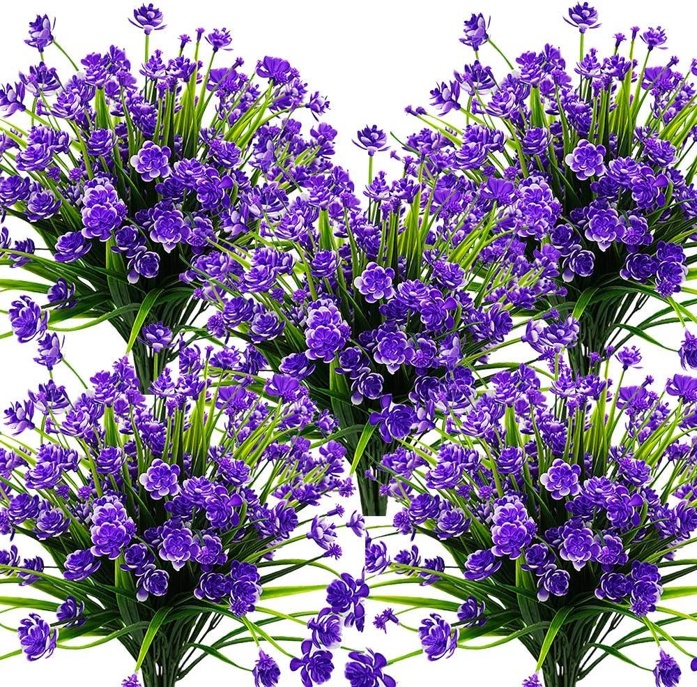 Grunyia 10 Bundles Artificial Daffodil Outdoors Flowers (Blue)