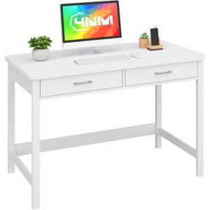 4NM 39.4" Computer Desk with Drawer, Morden White Home Office Desk, Study Writing Table with Storage for Small Spaces,Vanity Desk Makeup Table for Bedroom - White
