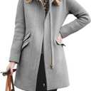 BZB Womens Long Coat Classic Open Front Zip Up Casual Winter Wool Blend Over Pea Coats Long Jackets (Small, Grey)
