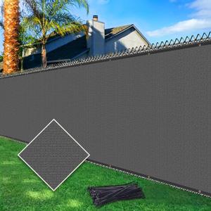 5'X50' Fence Privacy Screen Heavy Duty 170 GSM Windscreen & Dustproof Fabric Privacy Screen Covering Mesh Fencing for Outdoor Patio, Balcony, Pool Deck, Dark Grey