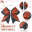 6PCS Glitter Cheer Bow Large Cheer Bows Rhinestones Hair Bows Girls 8"Cheerleading Bows Bulk Elastic Band Ponytail Holder for Teen Girls College Sports Competition Red Black