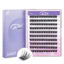 GAQQI Lash Clusters, Individual Lashes D Curl, DIY Lash Extension 14mm False Eyelash Clusters 120 PCS, Natural & Wispy Cluster Lash Wisps (GQ19, D Curl,14mm)