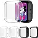 4 Packs Screen Protector Compatible with SyncUp Watch, Ultra Slim Soft Full Cover Case for SyncUp Kids Watch, Clear/Clear/Black/Black, Set of 3
