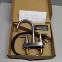 Bathroom Faucets for Sink 3 Hole, Hurran 4 inch Brushed Nickel Bathroom Sink Faucet with Pop-up Drain and Supply Lines, Stainless Steel Centerset Faucets for Sink Vanity RV