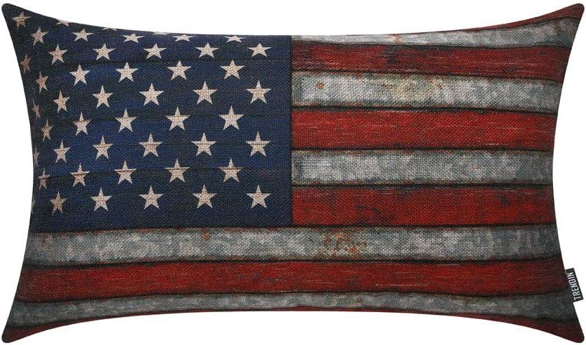 TRENDIN Decorative Throw Pillow Cover 20x12 inch Fourth of July American Flag Cushion Case Rectangular Shape PL297TR (Multi 4)