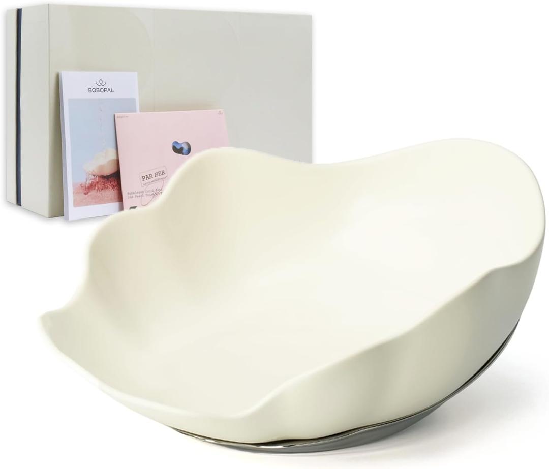 Shell Ceramic Dog Bowls & Cat Food Bowl, Whisker-Friendly Feeding Dish for Small Dogs & Cats, Non-Slip Food Grade Pet Bowl with Stainless Steel Base, Aesthetic Design