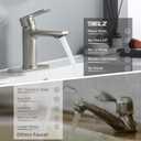 BELZ Brushed Nickel Bathroom Faucet, Modern Single Handle One Hole Bath Vanity Sink Faucet with Pop Up Drain and Deck Plate for 1 or 3 Holes