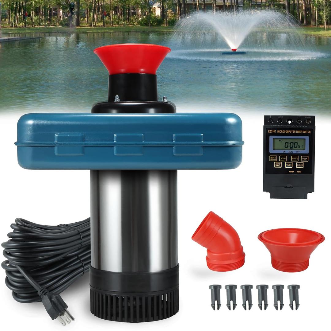 Pond Fountain Aerator 1HP, AS2 750W 15000GPH 110V/120V High Flow Floating Water Fountain Pump With 100ft Power Cord, Stainless Steel Body Aerating Fountains Cascade for Large Small Pond/Lake Pond Fountain Aerator 1HP, AS2 750W 15000GPH 110V/120V High Flow Floating Water Fountain Pump With 100ft Power Cord, Stainless Steel Body Aerating Fountains Cascade for Large Small Pond/Lake
