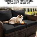 8Pcs Outdoor Patio Cushion Cover Replacement, Waterproof Patio Cushion Covers, Washable Outdoor Couch Cushion Covers with Zippers, Slipcovers Sofa Chair for Patio Furniture(Black, Cover Only)
