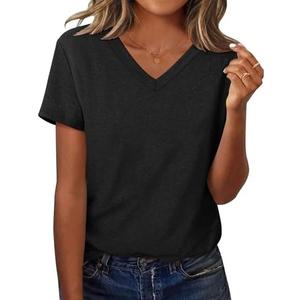 Zeagoo Short Sleeve Shirts for Women Casual Soft V Neck Basic Tee Tops Summer Outfit Clothes L