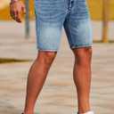 GINGTTO Men's Denim Shorts Skinny Stretch Short Jeans (Blue, 38)