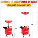 Garvee 8 Gallon Portable Waste Oil Drain Tank, Oil Lift Drain Pan Air Operated Drainer, Fluid Fuel Drainage Adjustable Funnel Height with Wheels