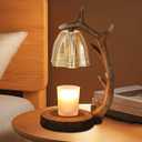 Candle Warmer Lamp | Rustic Candle Warmer Lamp with Timer and Dimming Function | Suitable for Retro Decoration and Creative Gifts Features A Resin Reindeer Antler Design and Comes with 2 Light Bulbs