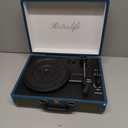 Vinyl Record Player 3-Speed Bluetooth Suitcase Portable Belt-Driven Record Player with Built-in Speakers RCA Line Out AUX in Headphone Jack Vintage Turntable Coral Blue