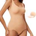 Shapewear Bodysuits for Women Tummy Control Brief Seamless Waist Trainer Round Neck Slimming Tank Tops (X-Large-XX-Large)