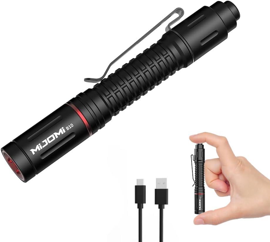 EDC Compact Flashlight, 330 High Lumen AAA Rechargeable with Clip and Small Tactical Switch Pocket Flashlight for Inspection,Work,Emergency,Hiking,Home,Outdoor
