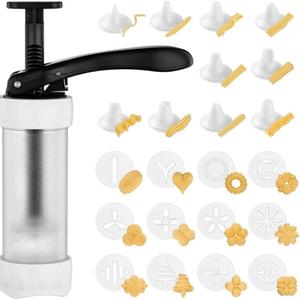 Cookie Press Set, Churro Maker with 12 Discs and 10 Cake Decorating Tips, Cookie Press for Biscuit and Churro 