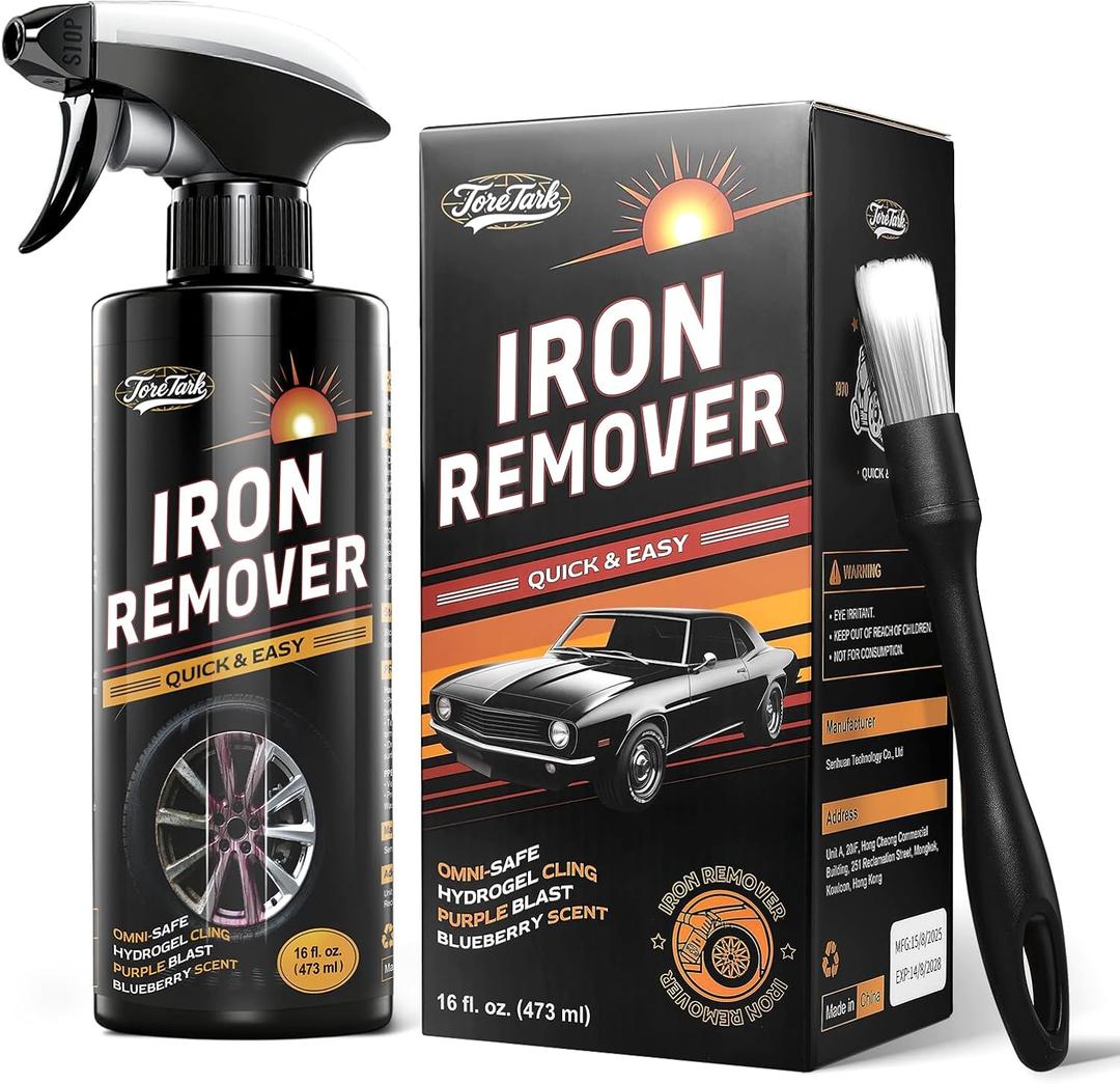 Iron Remover, Fallout & Iron Remover for Car Detailing, Fast Removal Brake Dust & Rust and Wheel Cleaner, Safe for All Vehicle Paint & Wheels, Tire Shine and Preps for Wax (16oz)