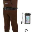 TIDEWE Neoprene Waders, Cleated Bootfoot Men Chest Waders, Waterproof Fishing & Hunting Neoprene Chest Waders (8, Brown)