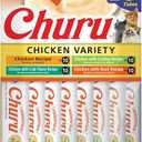 INABA Churu Cat Treats, Lickable, Squeezable Creamy Pure Cat Treat with Green Tea Extract & Taurine, 0.5 Ounces Each Tube, 40 Tubes, Chicken Variety Box (1 Count (Pack of 40)) (Best By: 05/21/2027)