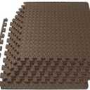 ProsourceFit Puzzle Exercise Mat  in, EVA Interlocking Foam Floor Tiles for Home Gym, Mat for Home Workout Equipment, Floor Padding for Kids, Brown, 24 in x 24 in x  in, 24 Sq Ft - 6 Tiles