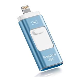 MFi Certified Flash Drive for iPhone 256GB, Photo Stick Memory Stick for iPad, USB Thumb Drive for Photos Videos Transfer & Backup, External Storage Compatible for iPhone/Android/PC/Mac (Light Blue)