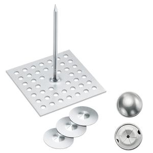 150pcs Perforated Insulation Pins 2-1/2 Inch, 1.5 Inch Self Locking Washers Round 7/8in Aluminum Insulation Hangers Cap Washers for Foam Board Wall Floor Ceiling (50 Set / 150 Pieces)