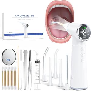 Upgraded Electric Tonsil Stone Remover  High-Precision & Painless Cleaning, Food-Grade Material, 6 Suction Levels | Tonsil Stone Removal Kit with LED Light, Oral Protection & 11 Attachments (White)