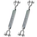 Goaste 2 Pack 1/2 Inch M12 Turnbuckle Hook, Hot Dipped Galvanized Steel Jaw and Jaw Turnbuckle, Heavy Duty Turnbuckle with 2205 lbs Working Load Limit for Tractor Sun Shades Cables Tent Installation