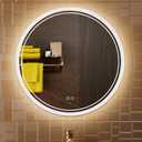 KWW Round Mirror Bathroom LED Lighted Mirror, Illuminated Dimmable Anti-Fog Wall-Mounted Makeup Vanity Mirror with Lights (23.5" L x 23.5" W)