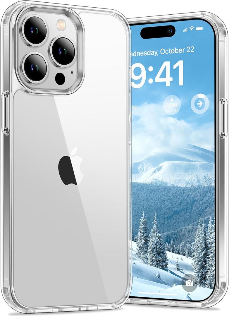 Vakoo Case for iPhone 15 Pro Max | Clear Anti-Yellowing, Hard Back, Military-Grade Drop Protection, Supports Wireless Charging - Transparent