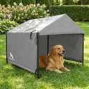4x4 FT Extra Large Dog House Outdoor with Upgraded Doors, Weatherproof Dog Shade Shelter for Outside, Sun Rain Canopy Pet House for Large Dogs, Large Dog Tent Outdoor, Grey
