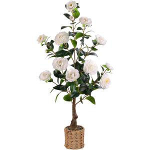 3FT Artificial Camellia Tree, Faux Camellia Plant Outdoor Camellia Flowers Tree Greenery Potted Plant for Living Room Door Patio Deck Yard Décor Outdoor Indoor