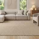 Bedsure 8x10 Faux Wool Area Rug for Living Room, Machine Washable, Beige